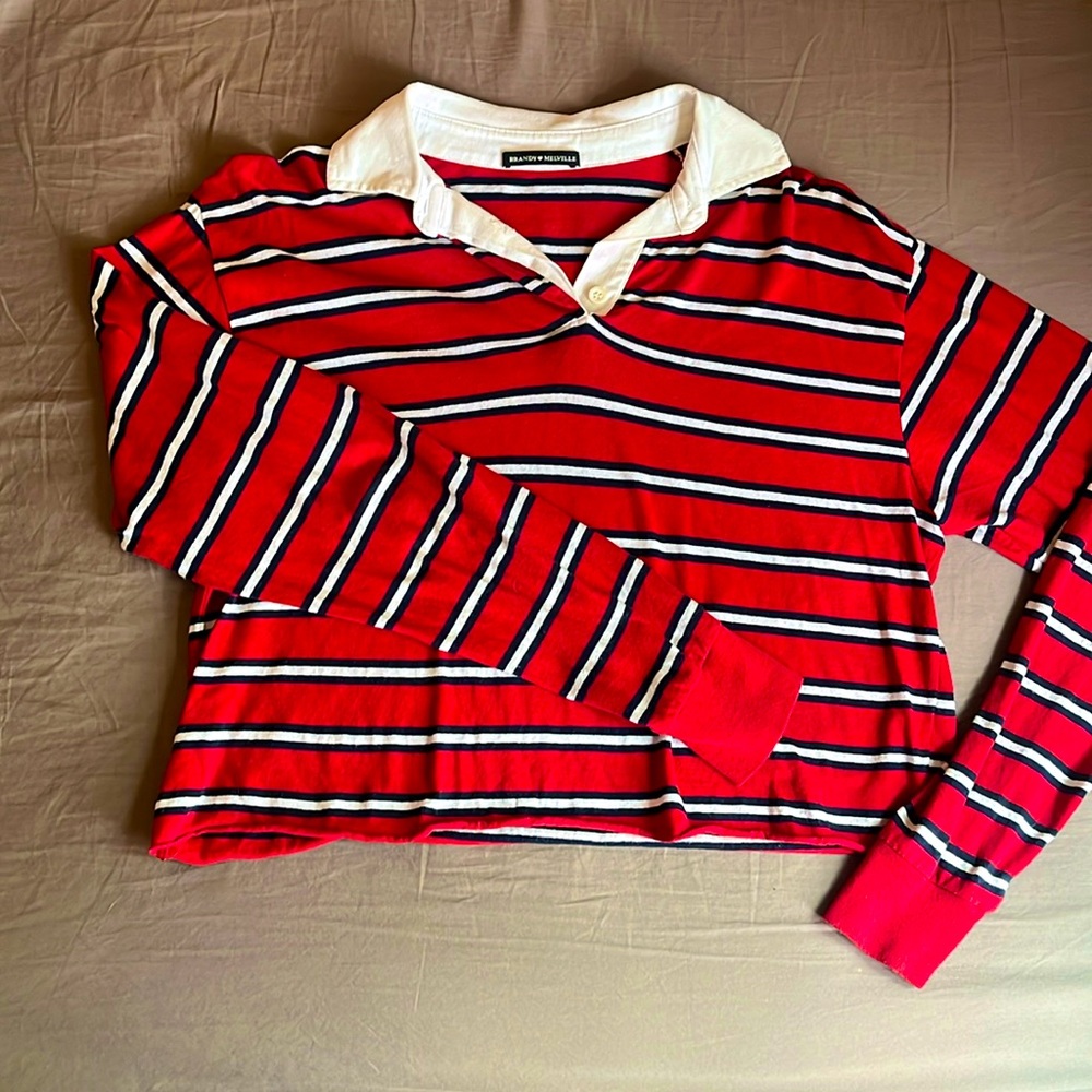 Brandy Melville striped long-sleeve red top